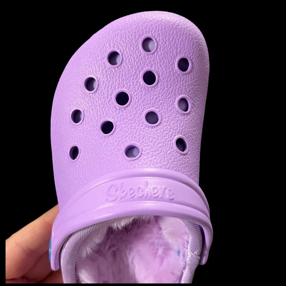 Skechers Toddler Girls‎ Faux Fur Lined Clog Size 8-10 Pink Lavander White